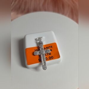 Sterling Silver 925 Cross Pendant with Moissanite Unisex